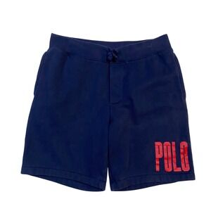 Polo Ralph Lauren Mens Navy Blue Fleece Sweat Shorts RL 67 Graphic Size Small